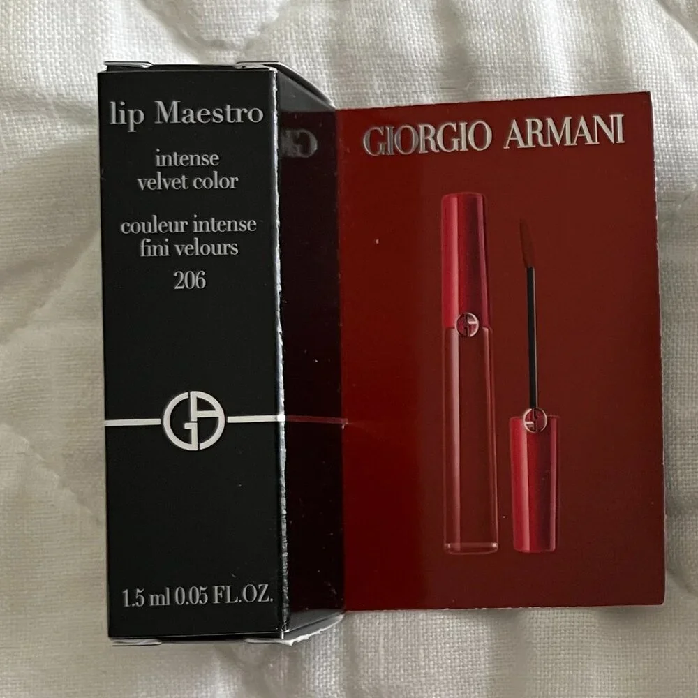 Giorgio Armani Black Makeup Cosmetic bag with mascara, lip stick & gloss samples